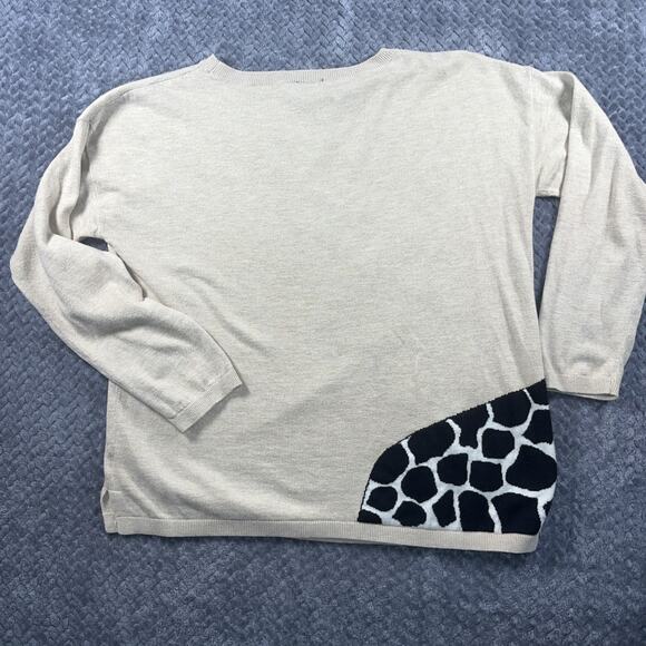 Talbots Giraffe Face Sweater Crew Neck Pullover Animal Print Beige Size Small L - Picture 5 of 6